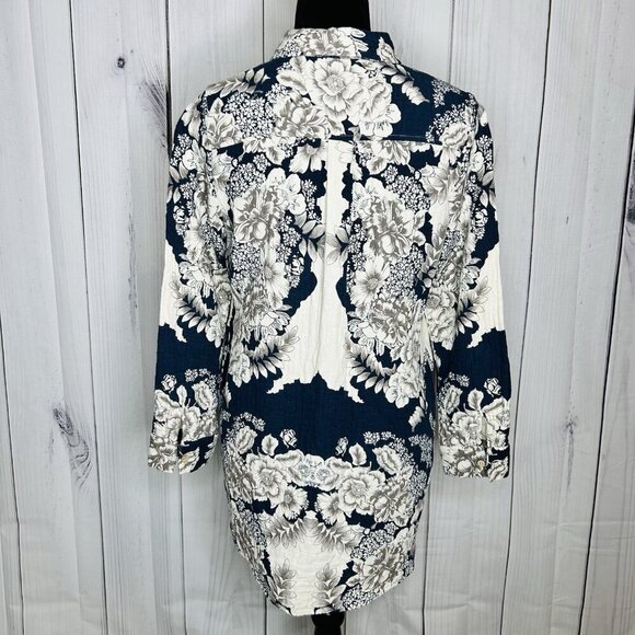 Soft Surroundings St Remy Floral Button Up Tunic Shirt Shacket Size Petite M - Picture 7 of 10